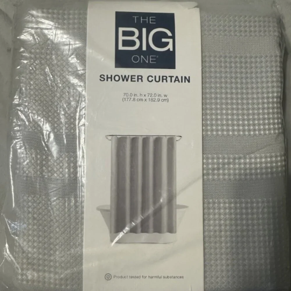 The Big One Waffle Striped Grey Fabric Shower Curtain 70